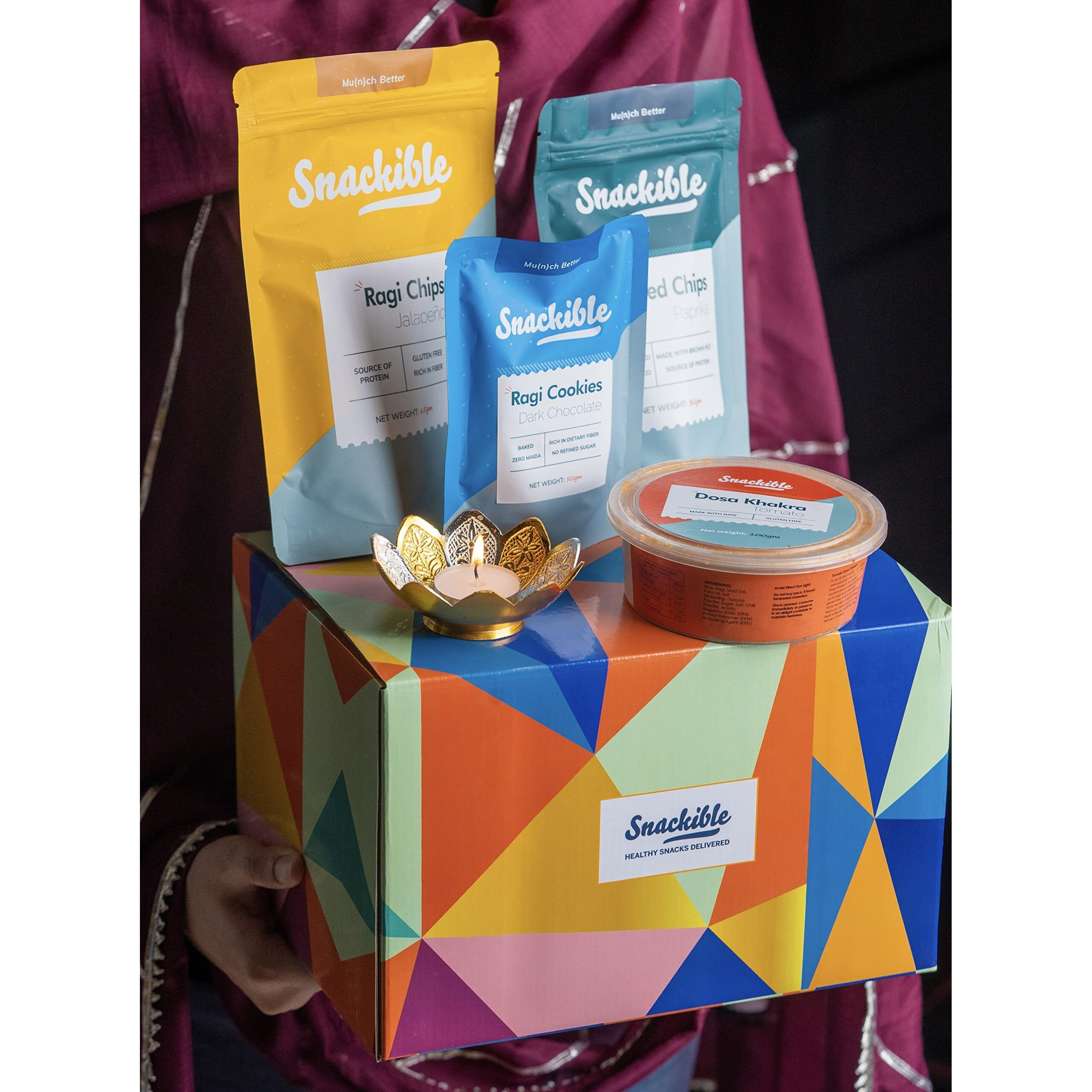 Snackible Bestselling Snacks Box | Box of 10 Healthy Snacks | Healthy Gift Box | No Maida & No Refined Sugar | Best Gifting Option | Corporate Gifts | Gourmet Snacks