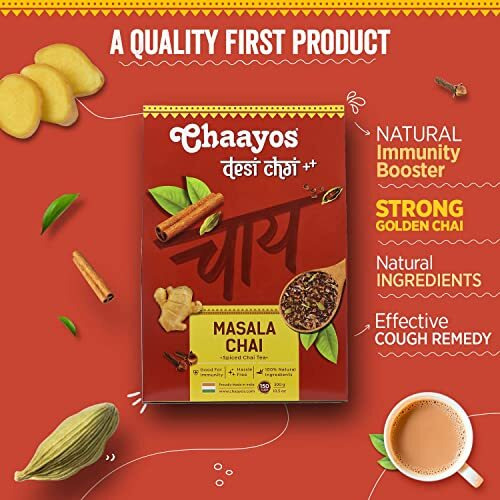 Chaayos Masala Tea - Premium Chai Patti with 100% Natural Spices - 300g [150 Cups] | Masala Chai Patti | Chai Masala | Assam Tea