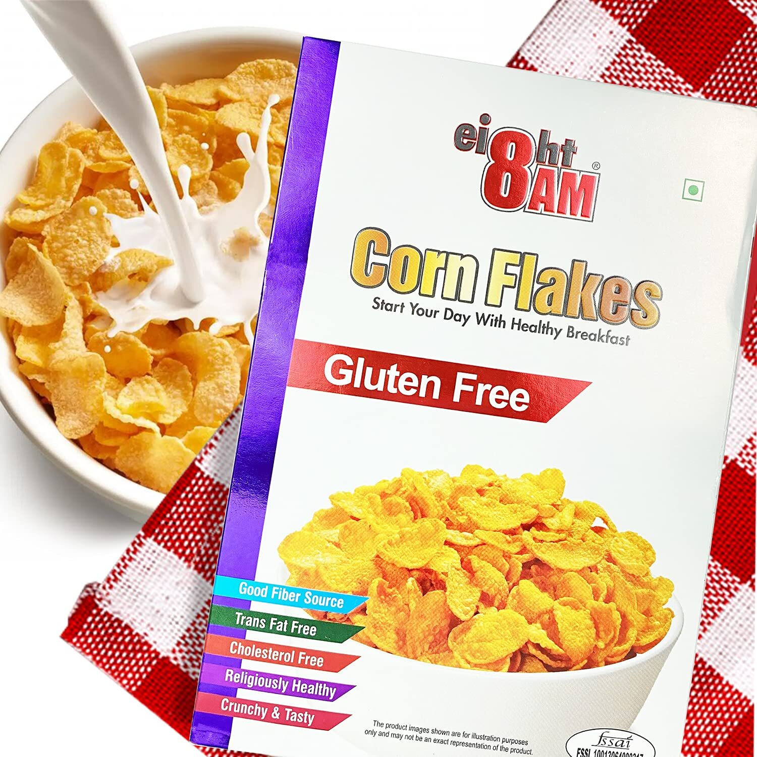 8AM Corn Flakes Gluten Free, Original Healthy, Chrunchy & Tasty Breakfast, 300 gm