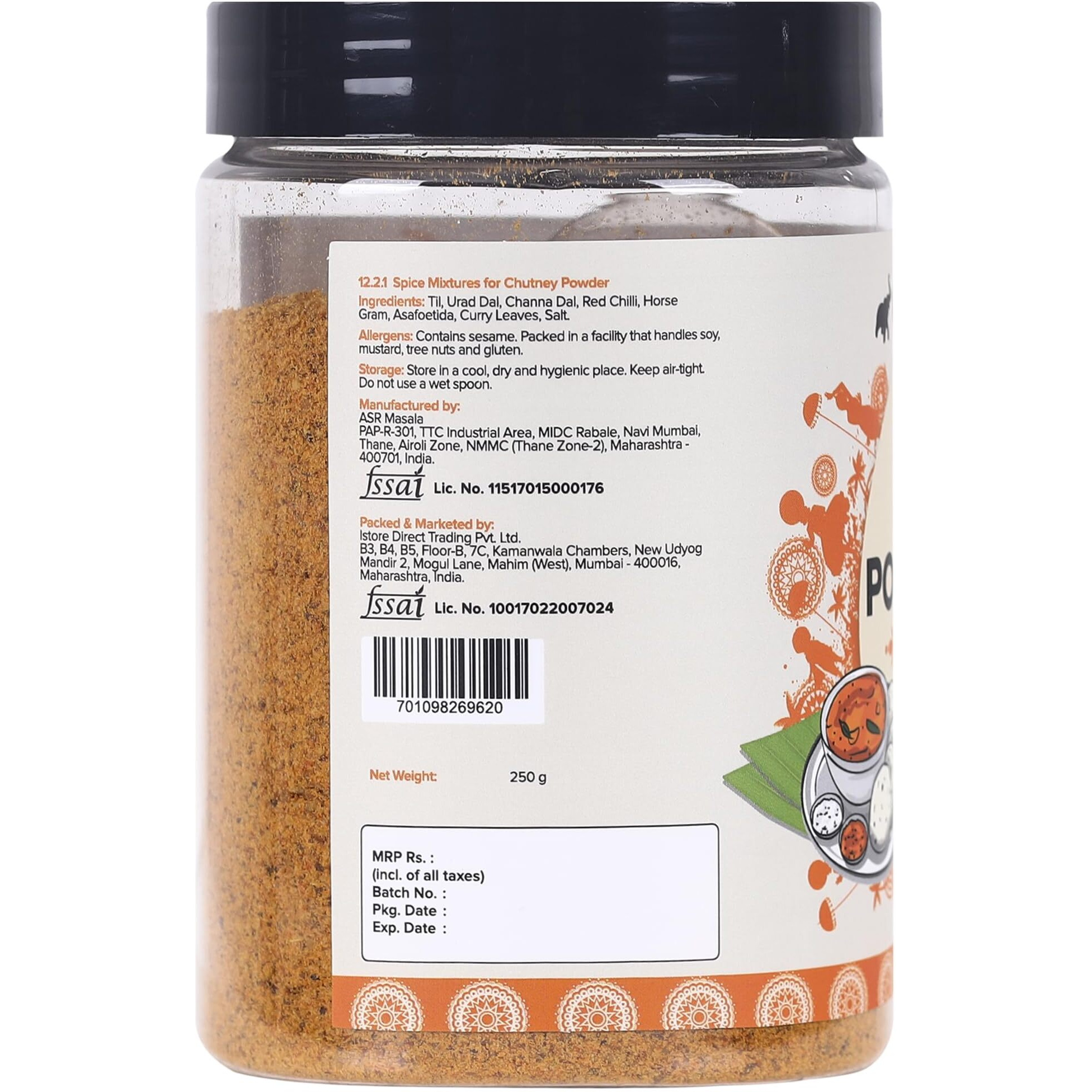 Urban Platter South Indian Style Instant Idli Chutney Powder, 250g / 8.8oz [Molaga Podi, Just Add Water]