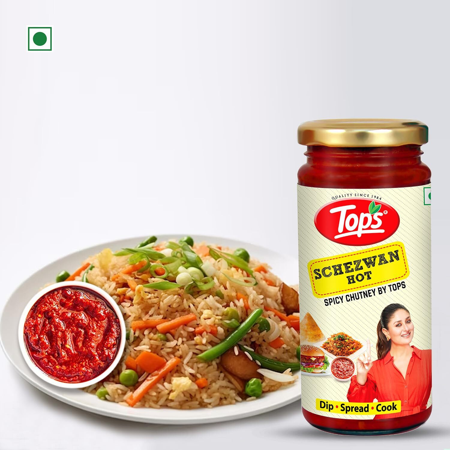 TOPS Schezwan Hot (Spicy Chutney ) - 250 Gram Glass Bottle