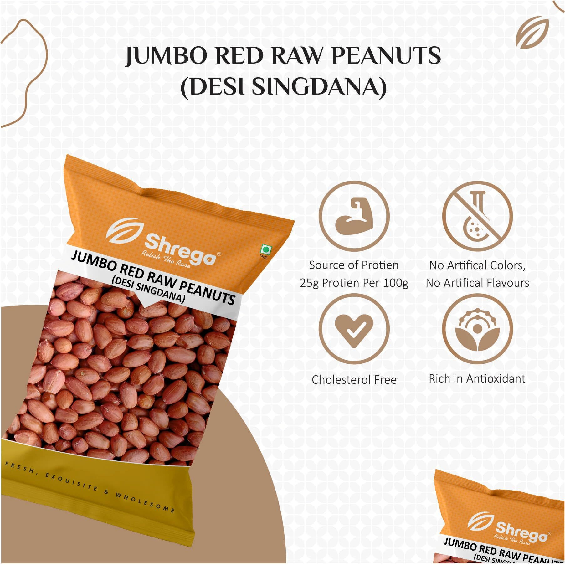 Shrego Jumbo Red Raw Peanut, Desi Singdana, Vacuum Packed (1 KG)