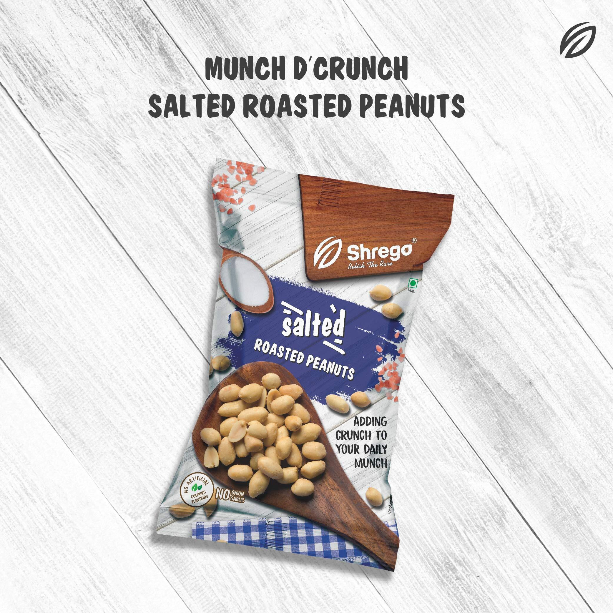 SHREGO Salted Roasted Peanuts, Healthy Namkeen and Snacks, Pack of 5, 800G (5X160G)