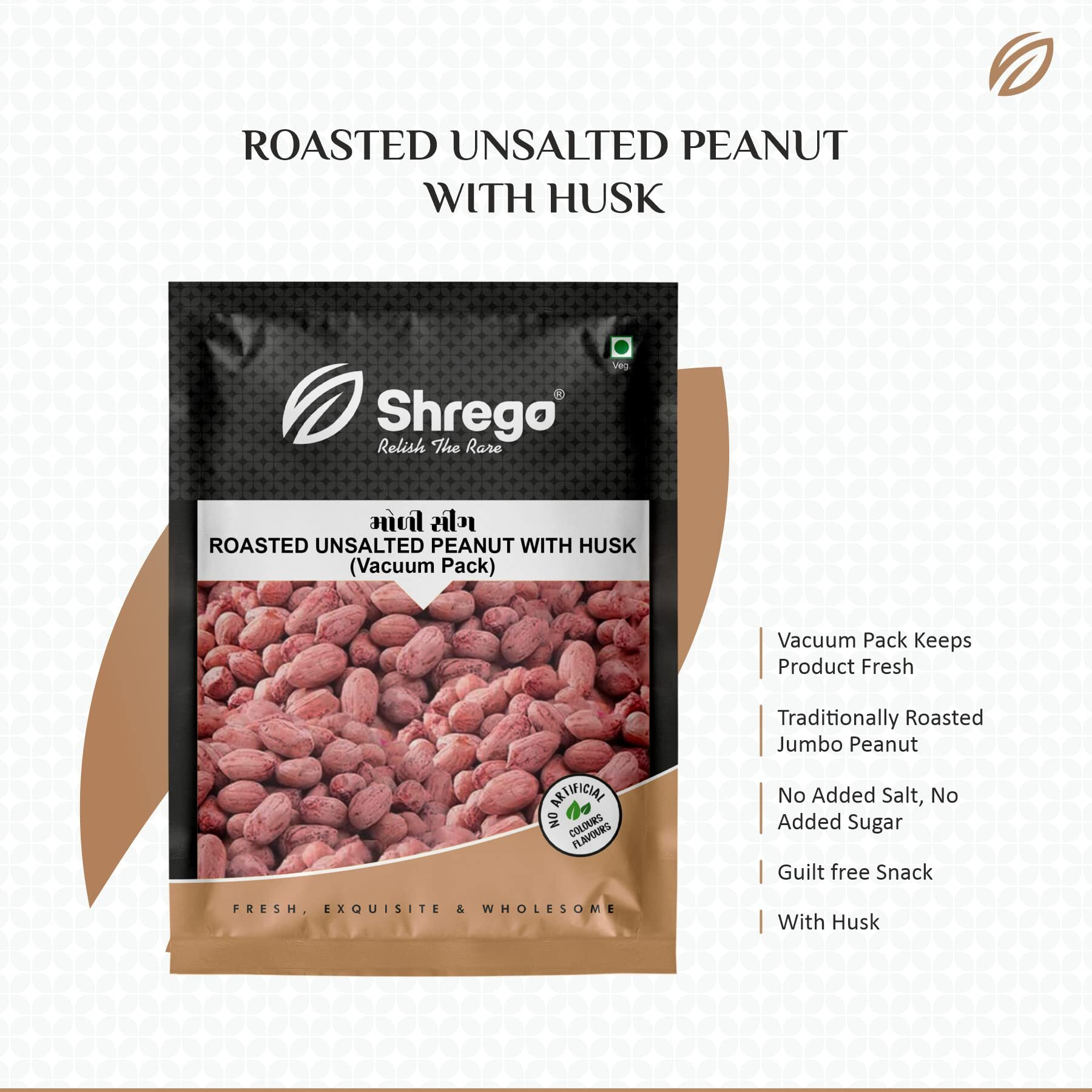 Shrego Mori Sing Roasted Unsalted Peanut With Husk (Vacuum Packed) (720)