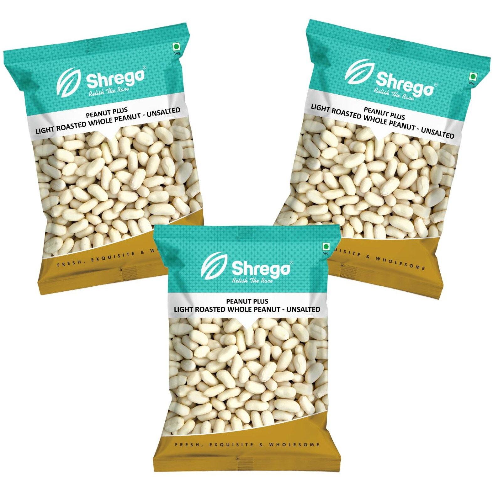 SHREGO Peanut Plus Light Roasted Whole Peanut Unsalted 1080G (6X180G Vacuum Packed)