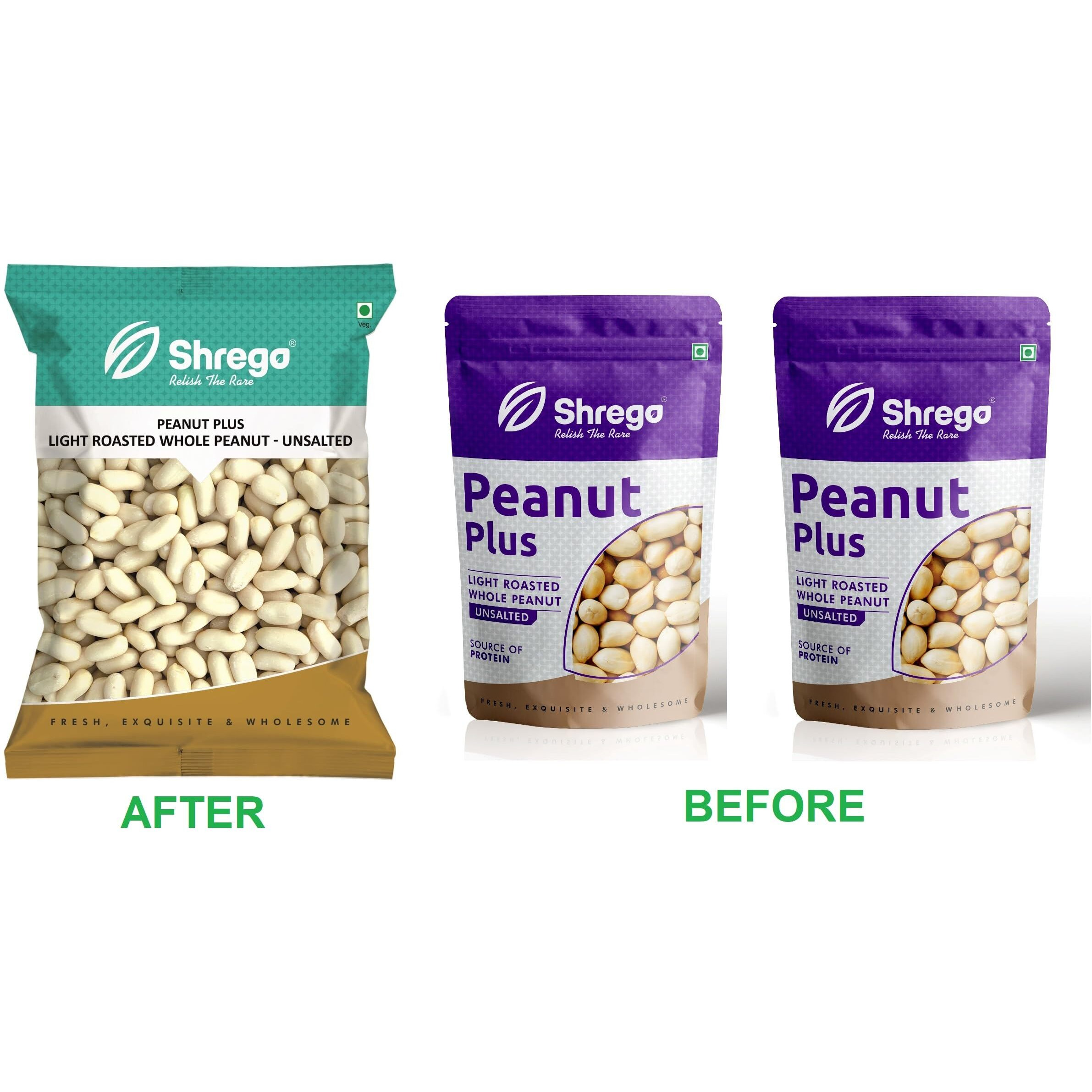 SHREGO Peanut Plus Light Roasted Whole Peanut Unsalted 1080G (6X180G Vacuum Packed)