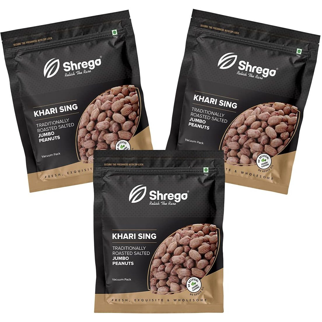 SHREGO Peanut Plus Khari Sing Traditionally Roasted Salted Jumbo Peanuts, Snack and Namkeen (1080 Grams)