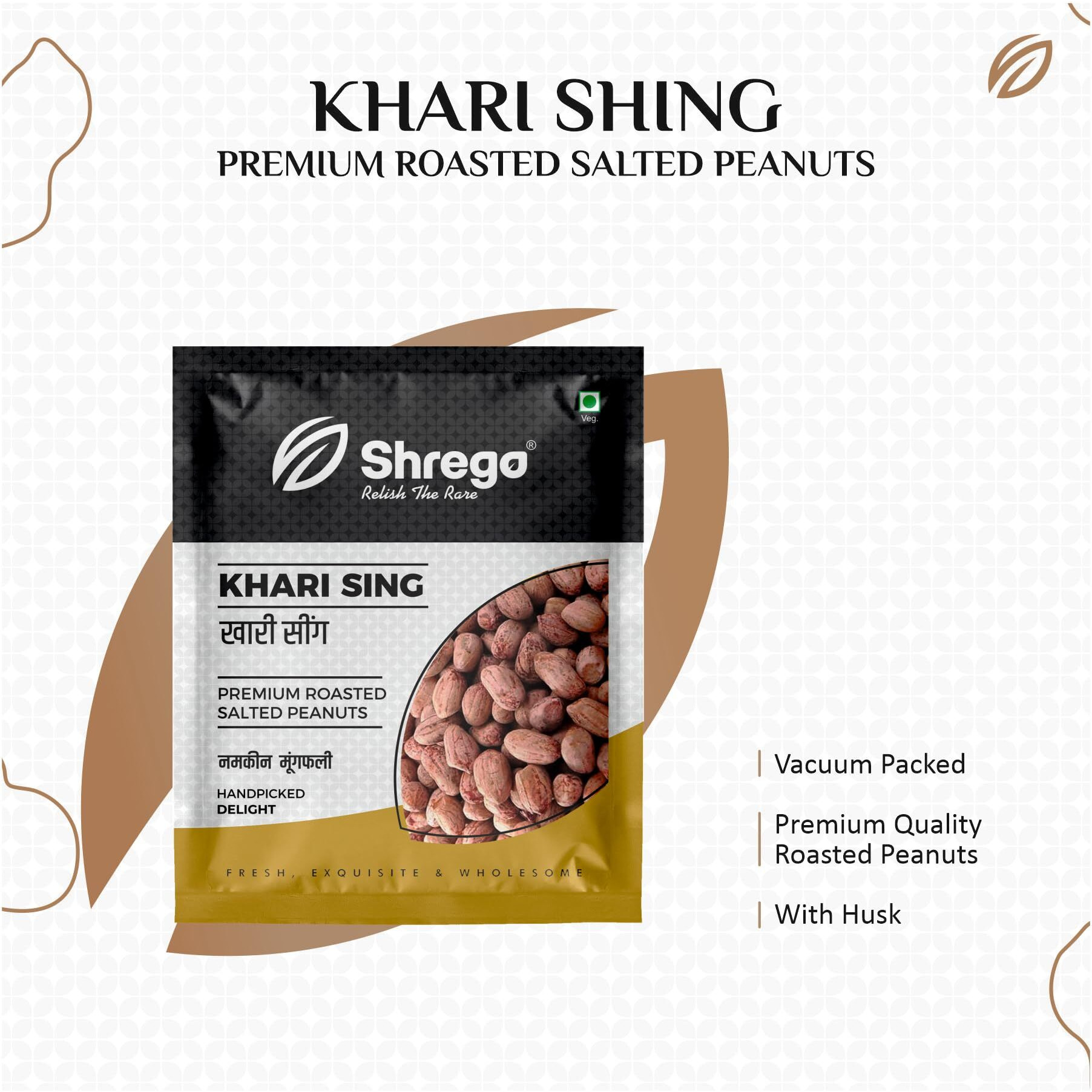 SHREGO Khari Sing Roasted Salted Peanut, Snack & Namkeen (1080 Gm)