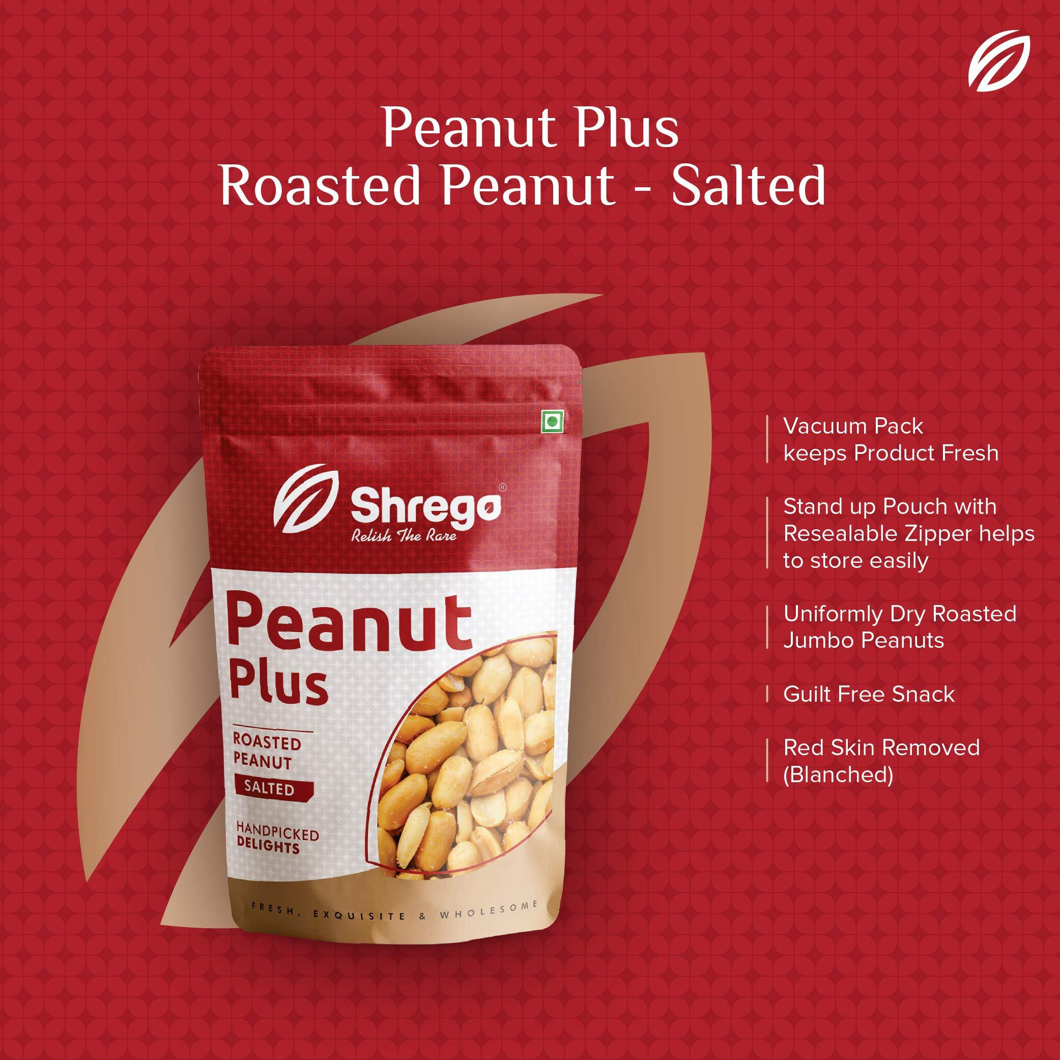 SHREGO Peanut Plus Roasted Peanut Salted 720G, Snacks and Namkeen (4X180G Vacuum Packed)