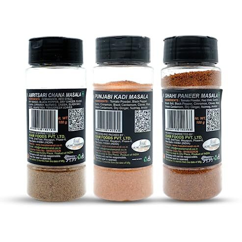 Amritsari Chana Masala-100g,punjabi Kadi Masala-100g,shahi Paneer Masala-100g, All Spices Are Exotic, Authentic and Quality for Rich Taste.