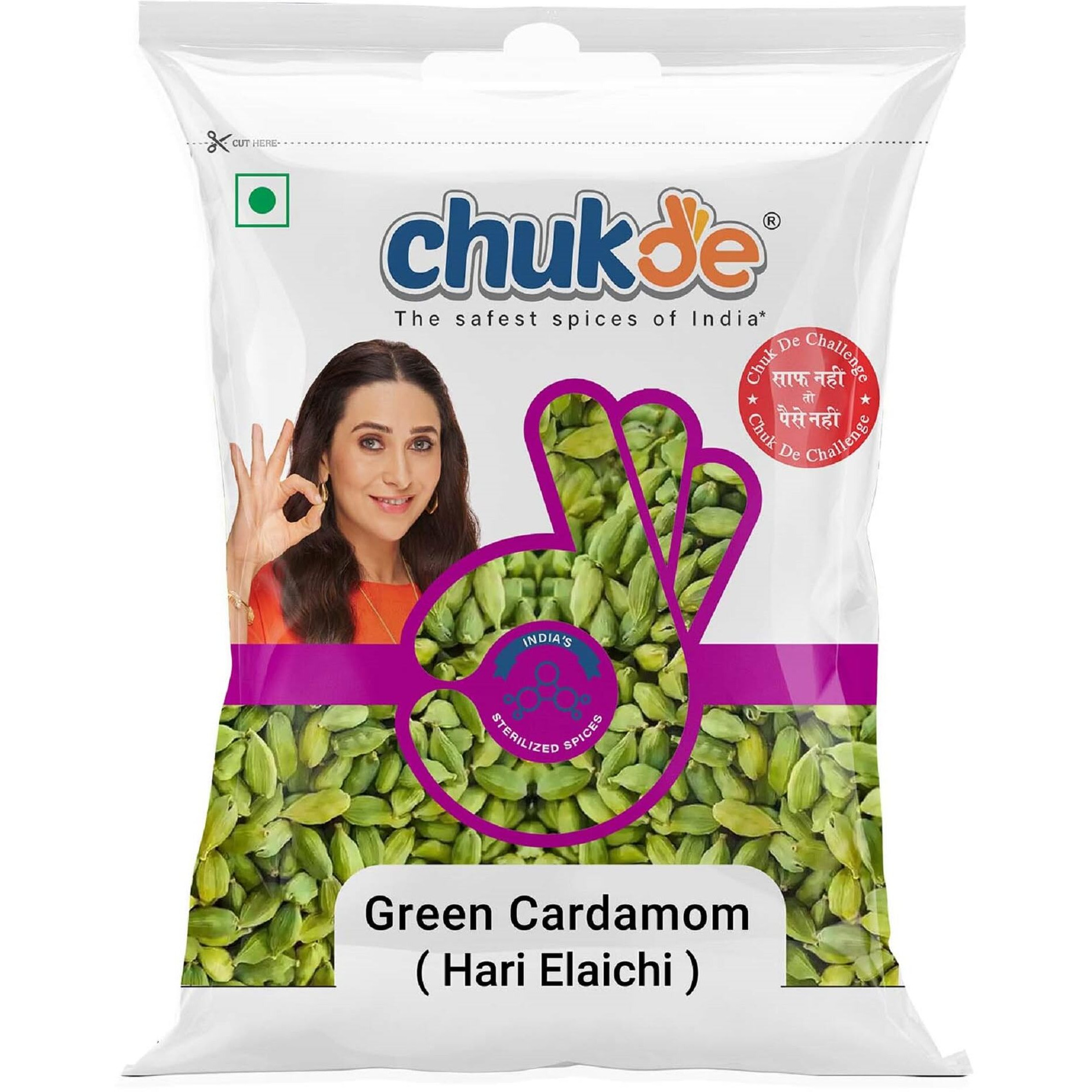 Chukde Hari Elaichi, Green Cardamom Whole Spices, 25g