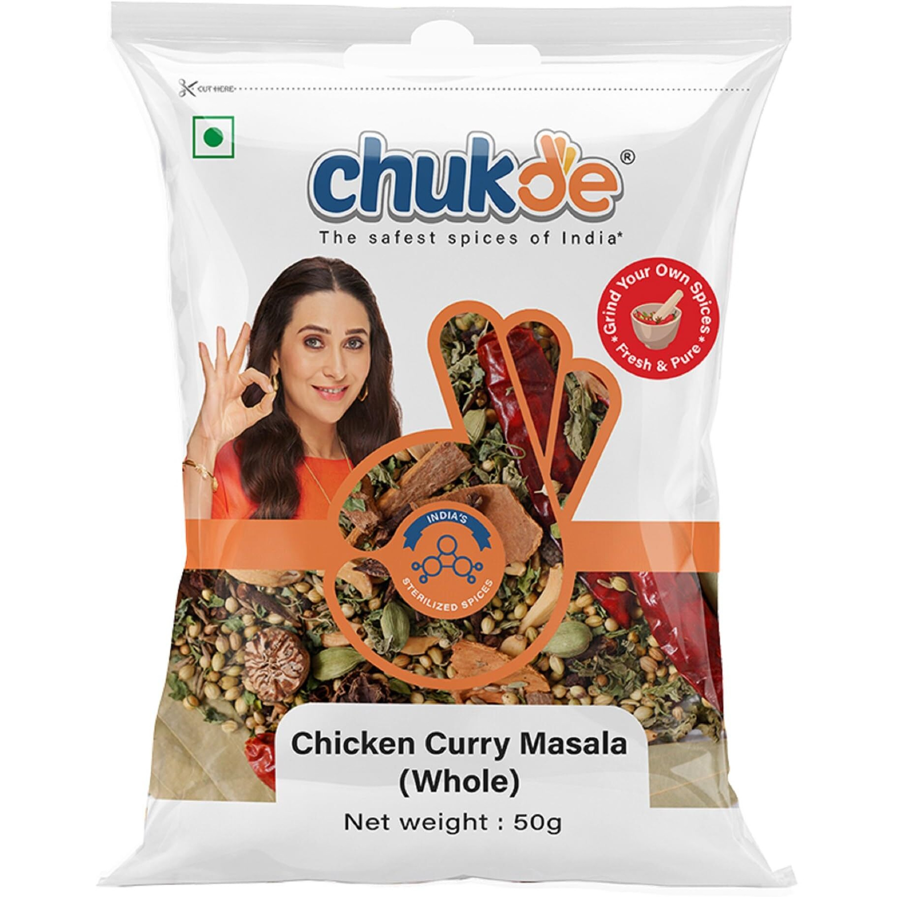 Chukde Chicken Masala, Whole Spices Blend For Chiken Curry, 150g, Pack of 50g x 3