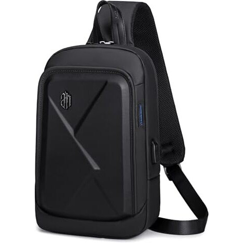 Arctic Hunter Sling Bag for Men Stylish Side Bag with USB Port Anti-theft Water-resistant Shoulder Crossbody Bag for Upto 9.7-inch iPad Biking Travel Business College,Black