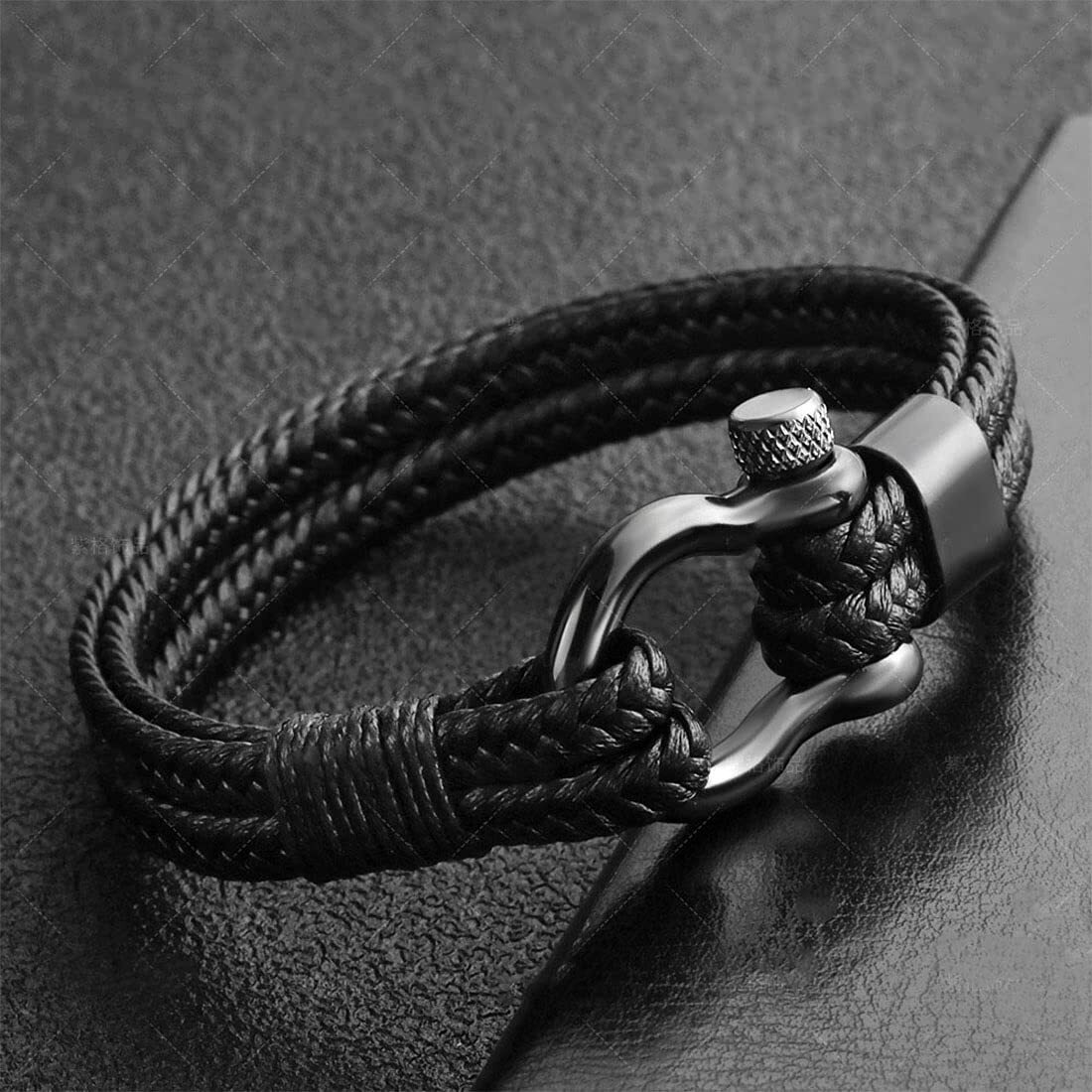 Yellow Chimes Bracelets for Men and Boys Black Leather Bracelet for Men | Stainless Steel Genuine Leather Wrap Bracelets for Men | Birthday Gift for Men and Boys Anniversary Gift for Husband