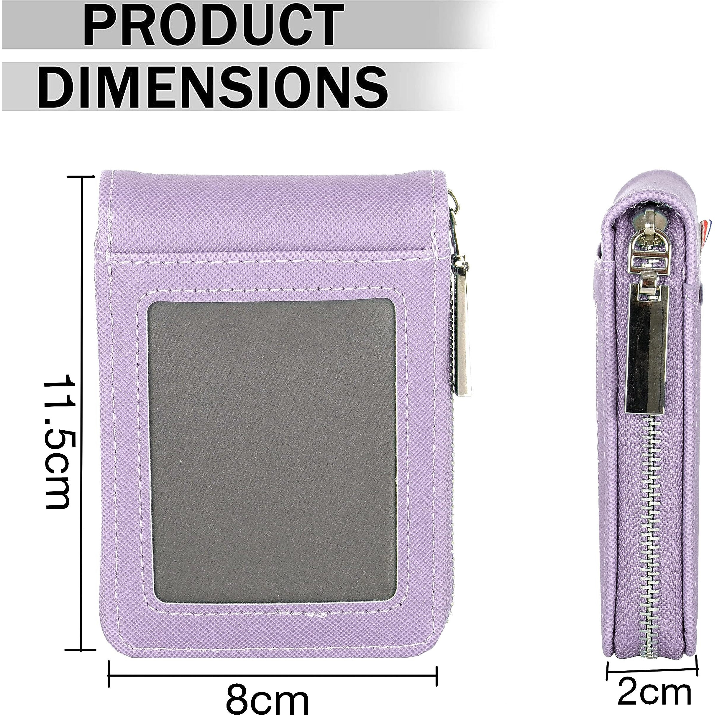 Storite PU Leather 9 Slot Vertical Credit Debit Card Holder Money Wallet Zipper Coin Purse for Men Women - Lightpurple (11.5 x 2 x 8 cm)