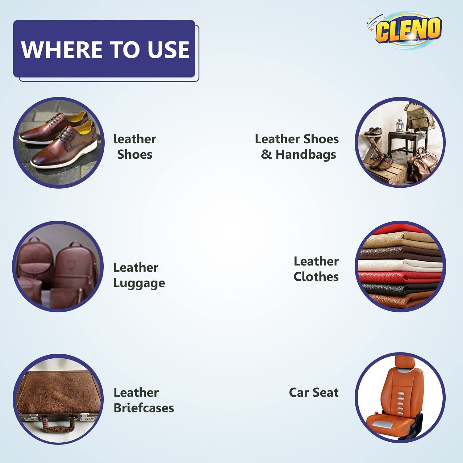 Cleno Conditioning Leather Surface Wet Wipes For Sofas/Bags/Leather Clothes/Car Seat/leather Interior/Luggage/Briefcases/Shoes/Handbags Restores polish & Gives Shine - 50 Wipes (Ready to Use)