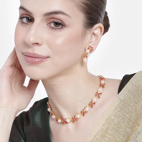 Gehena By Estele Gold Plated Thoughtfully Sorted Combo of 10 Delicate Necklace Sets with Austrian Crystals for Today's Women, One Size (GECOMBO-88 NKER)