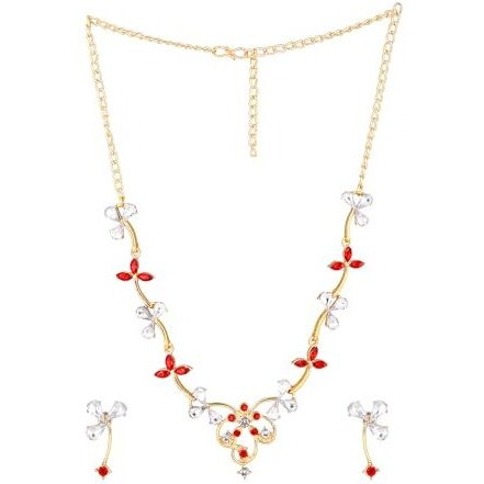 Gehena By Estele Gold Plated Thoughtfully Sorted Combo of 10 Delicate Necklace Sets with Austrian Crystals for Today's Women, One Size (GECOMBO-88 NKER)