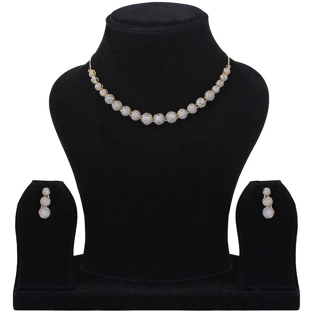 YouBella Jewellery Set for Women American Diamond Combo of Choker Necklace Set with Earrings, Bracelet and Ring for Girls and Women