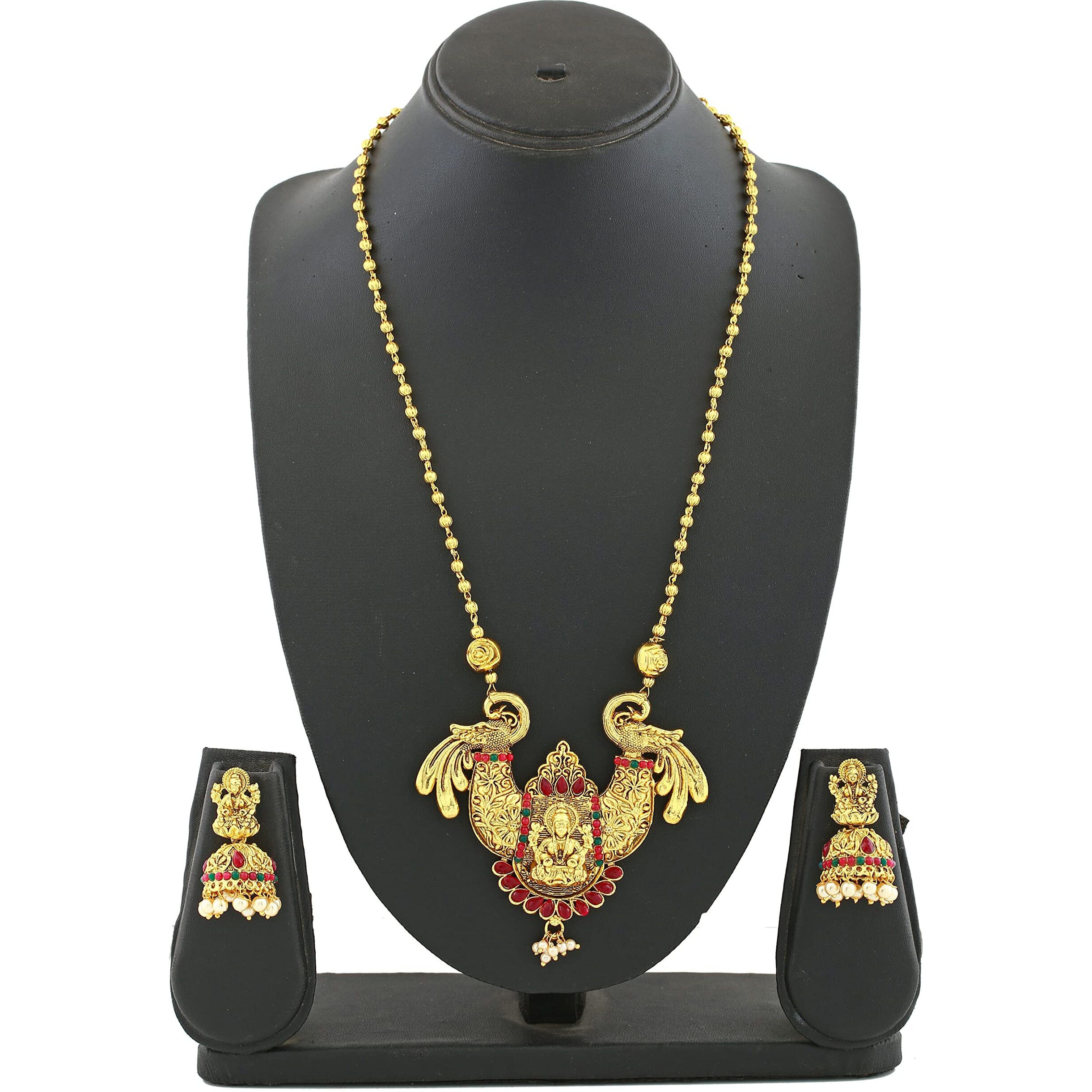 Gehena By Estele Gold Tone Traditional Lakshmi Devi Designer Necklace Set For Women's