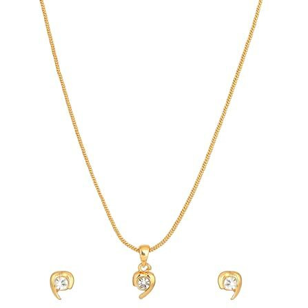 Estele 24Kt Gold Plated Enchanted Hearts Necklace Set for Women with Austrian Crystals