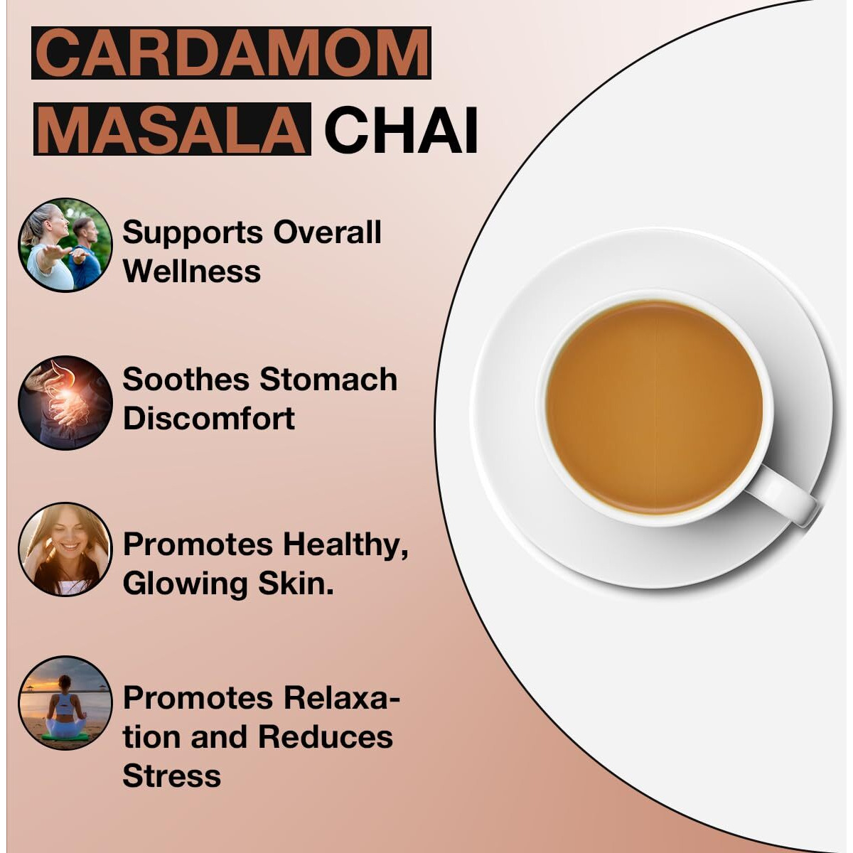 Tea Sense Cardamom Masala Chai | 200g Loose Tea | Aromatic Kadak Blend | CTC Tea, Real Cardamom | 80+ Cups