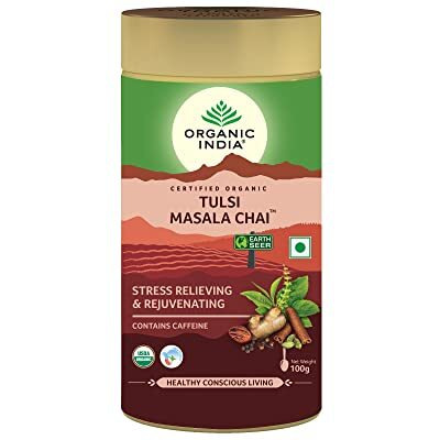 Organic India Tulsi Assam Masala Chai Powder, 100 Gm Tin