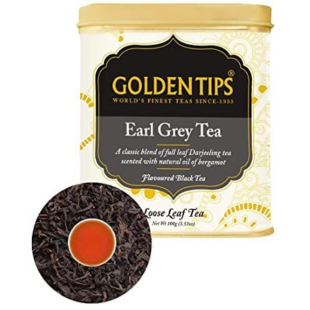 Golden Tips Loose Leaves Earl Grey Black Tea Tin can (100 Gram , 50 cups)