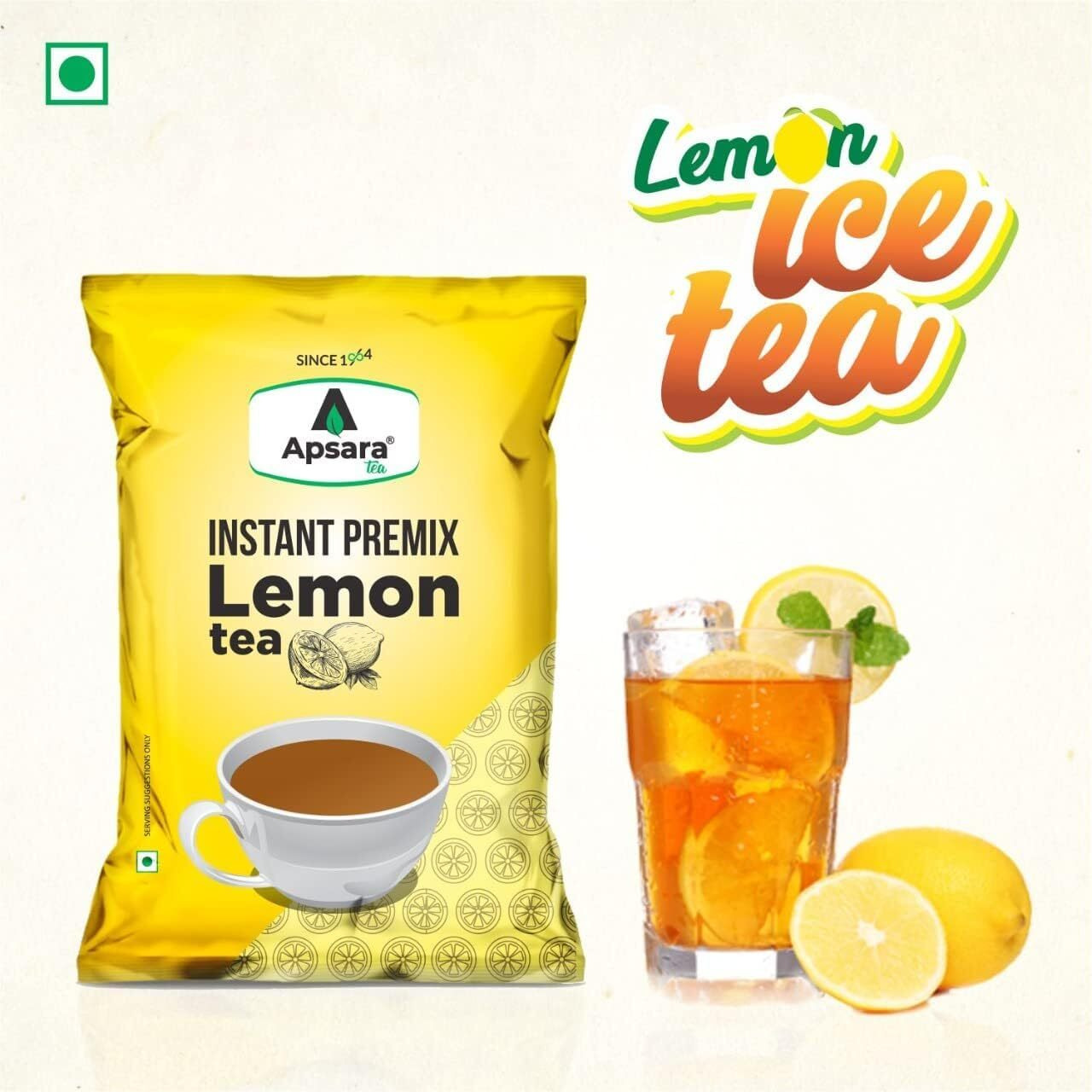 Apsara Instant Premix Lemon Ice Tea 1kg | 2 in-1 Tea, Lemon Flavoured Iced Tea, and Hot Lemon Tea | Refreshing Summer Drink | Ready to Drink Ice and Hot Tea | Lemon Tea | Iced Tea