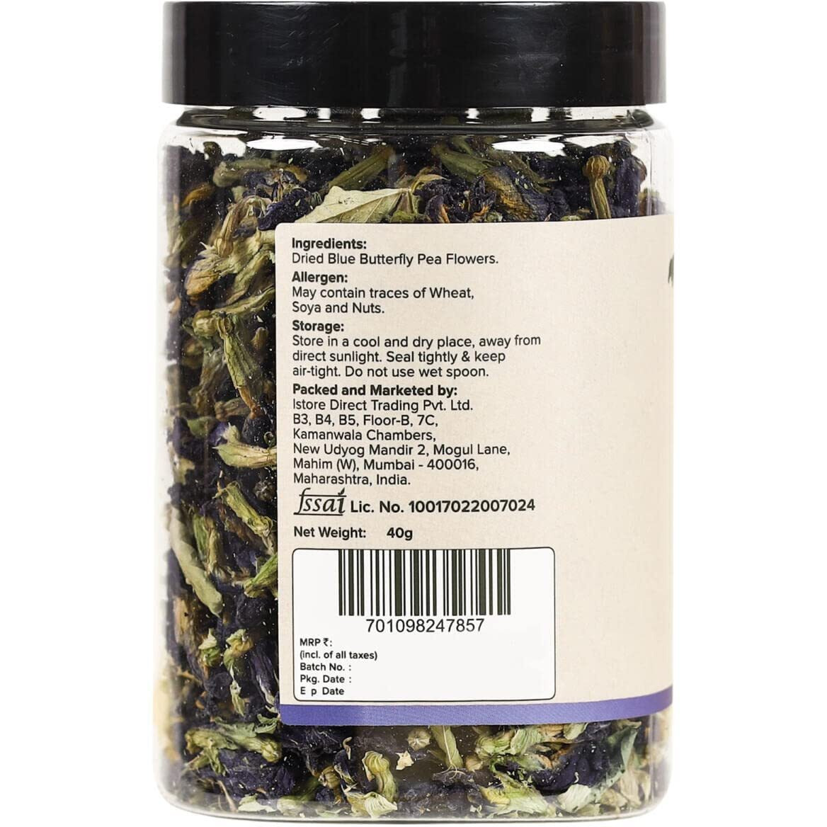 Urban Platter Blue Butterfly Pea Flower Tea, 40g (Rich in Antioxidants | Add to teas & cocktails | Natural Colourant)