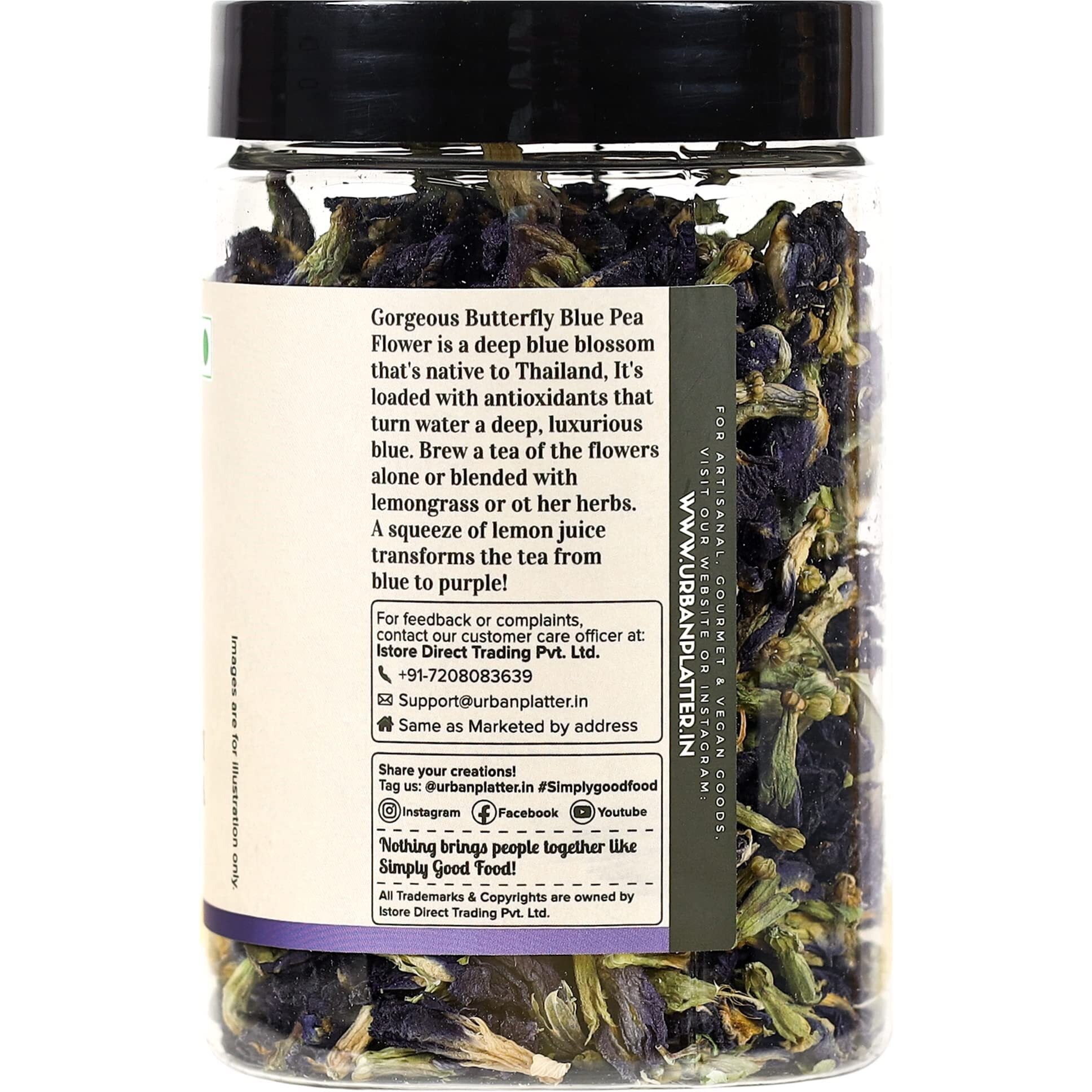 Urban Platter Blue Butterfly Pea Flower Tea, 40g (Rich in Antioxidants | Add to teas & cocktails | Natural Colourant)