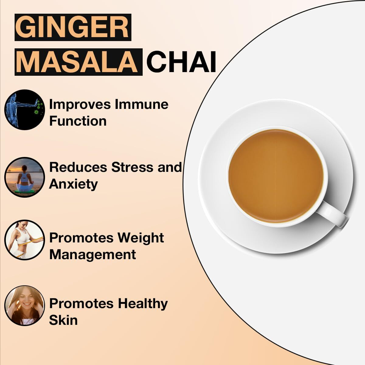 Tea Sense Ginger Masala Chai | 200g Loose Tea | Spicy and Healthy Blend | CTC Tea, Dried Ginger, Black Pepper | Aromatic and Traditional | Strong Flavour | 80+ Cups