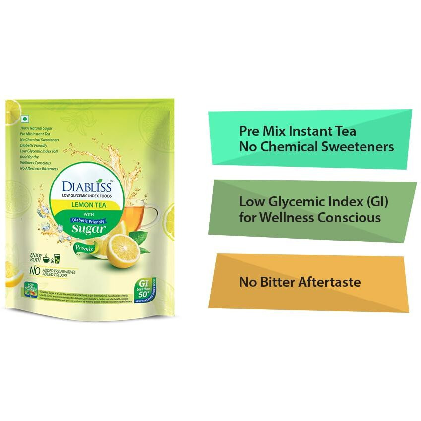 DiaBliss Herbal Diabetic Friendly Lemon Tea 500g - Low Glycemic Food - Pack of 2 - Combo Pack