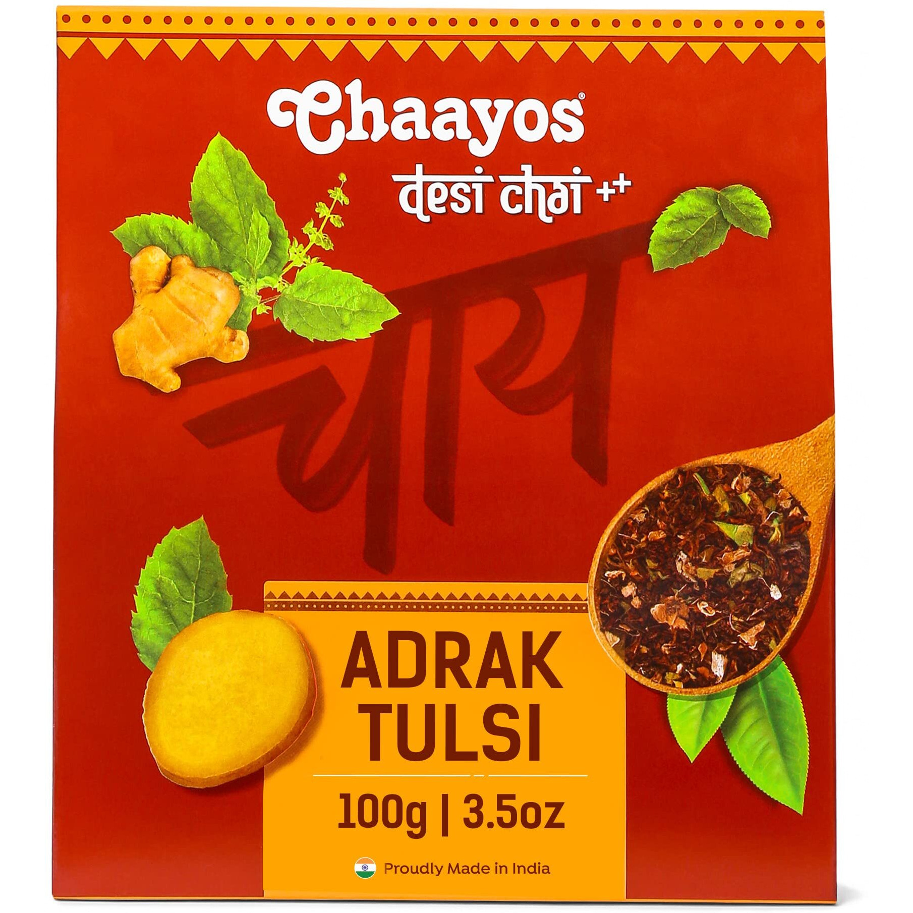 Chaayos Adrak Tulsi Tea - Immunity Boosting Chai Patti with Tulsi (Holy Basil) 100g