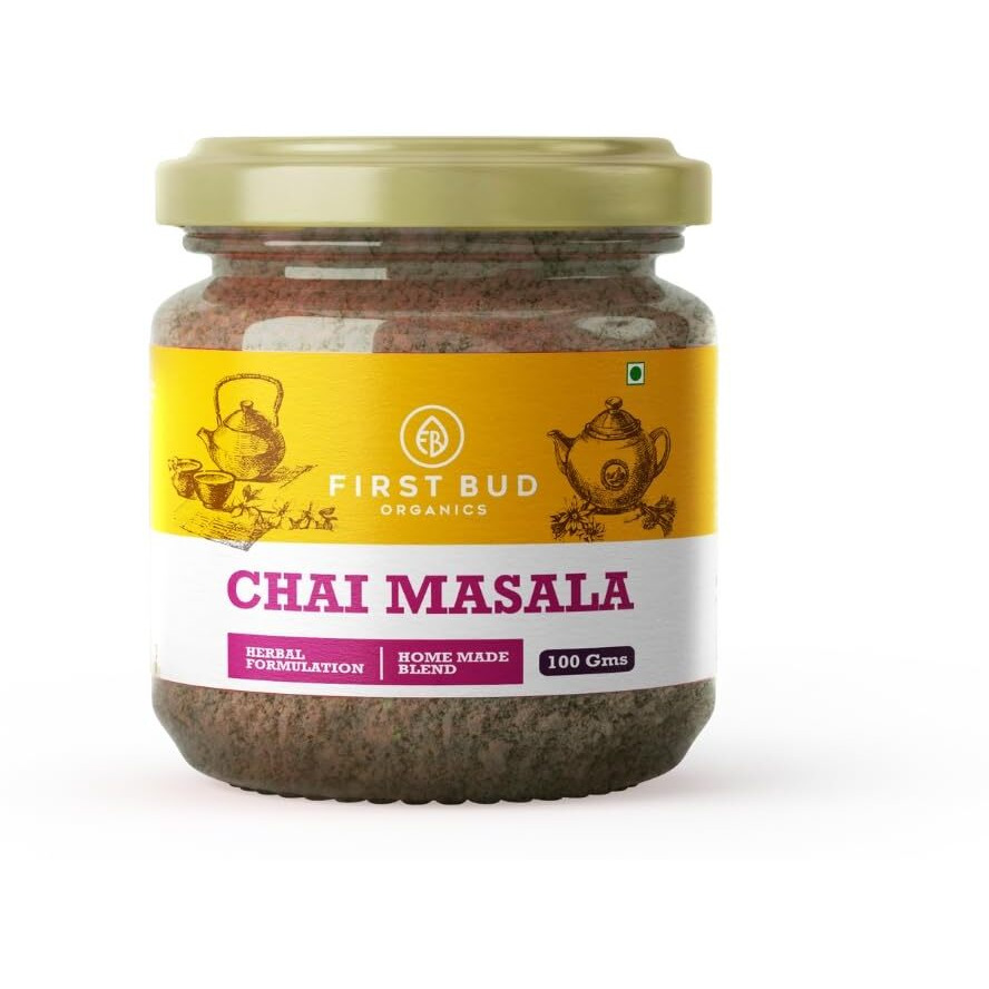 First Bud Organics -Chai Masala 100G|Organic Indian Spice Blend For Tea|Handpicked Premium Ingredients|Freshly Packed|No Artificial Flavors, Colors Or Preservatives|Pack Of 1