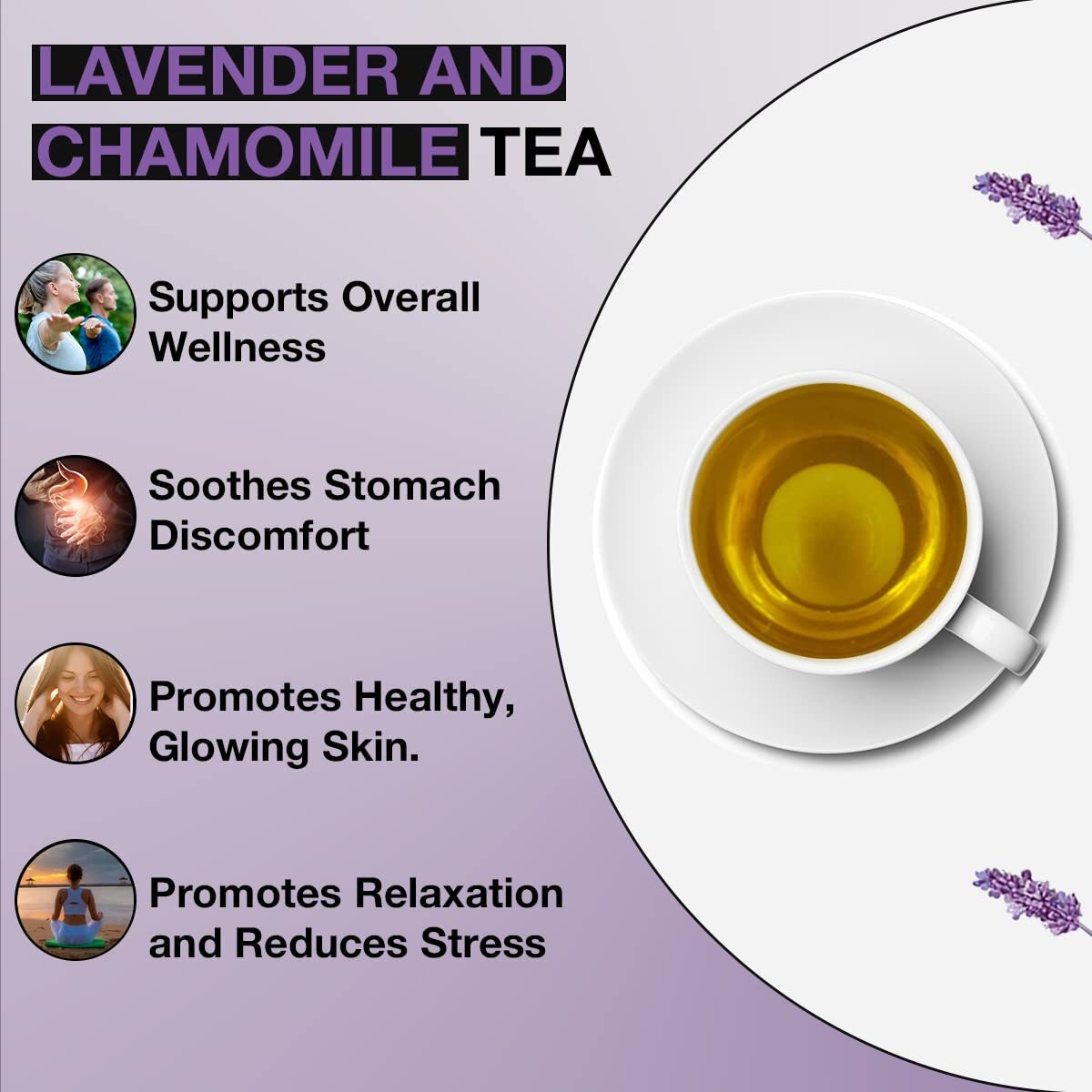 TEA SENSE - Lavender and Chamomile Tea | 50g | Loose Leaf | Soothing Zesty Floral Flavor | Relaxing Aroma | 50 Cups+