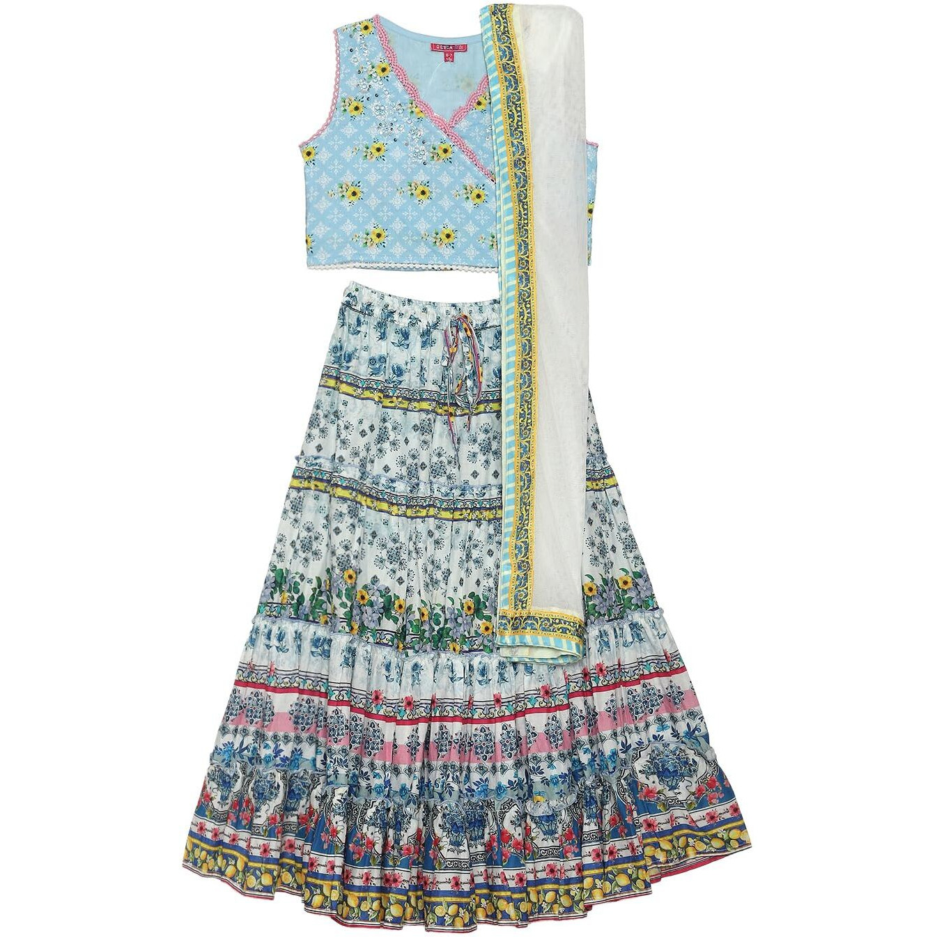 BIBA Girls PRINTED STRAIGHT KID(KWSUMMER ZEST5830_WHITE_11)