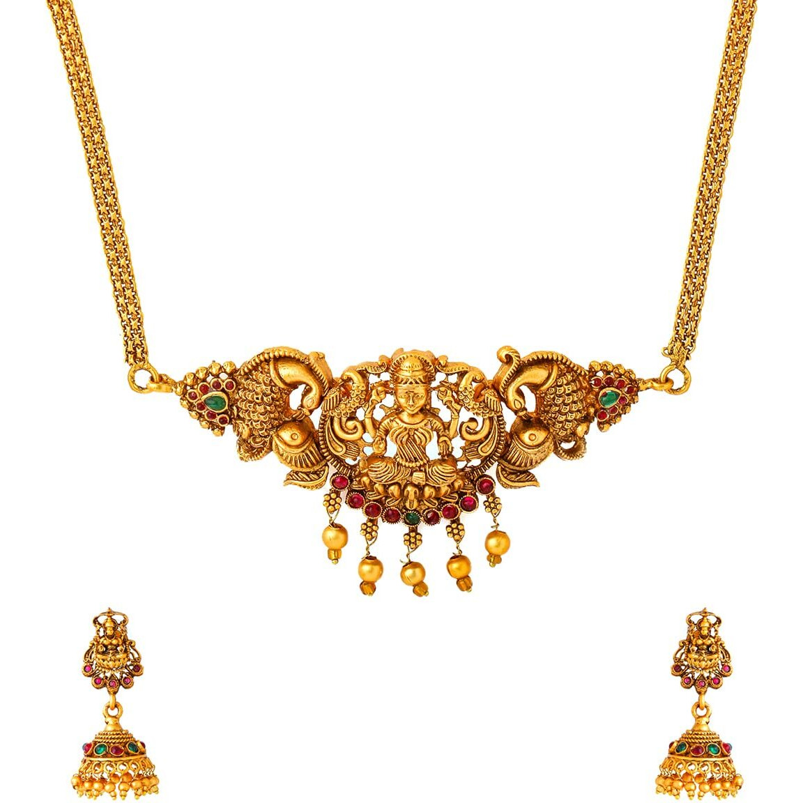 Yellow Chimes Temple Jewellery Set | Gold Plated Traditional Choker Necklace | Birthday / Anniversary Gift for Wife, girls and women