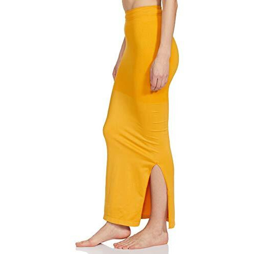 Clovia Womens Petticoat Style Saree Shapewear with Side Slit (SW0023P07_Yellow_S)