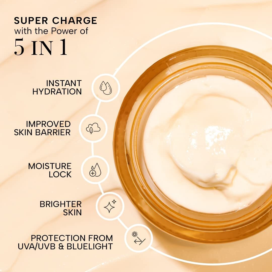 Ras Luxury Oils Super Charge Day Cream with Multivitamin SPF 30 PA++++ Goji Berry & Ceramides | Moisturizer for Glowing Skin with 72HR Hydration | Protection from UVA & UVB | Luxury Skincare | 50gm