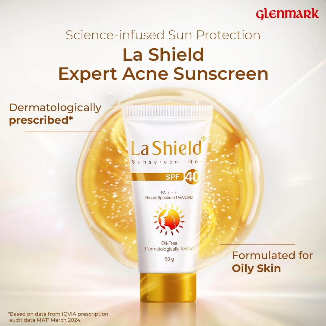 La Shield SPF 40 PA+++ Mineral Sunscreen Gel | Superior Matte Finish | Oil-free | Lightweight | No white cast | For Acne Prone, Oily or sensitive skin |Dermatologist Prescribed | 50g