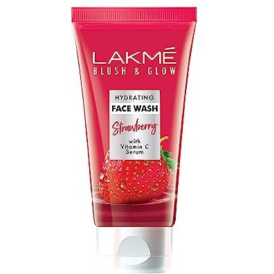 LAKM Blush & Glow Strawberry Refreshing Gel Face Wash 100 G|| With 100% Natural Fruit For Glowing Skin - Daily Gentle Exfoliating Facial Cleanser