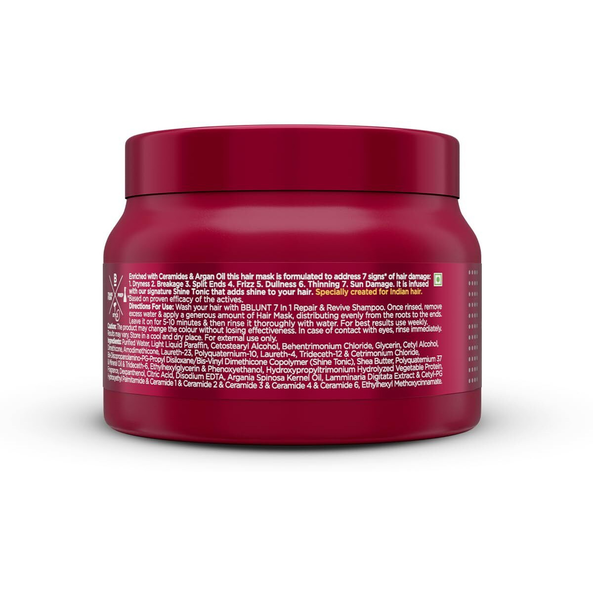 BBLUNT 7 in 1 Repair & Revive Hair Mask for Upto 100% Damage Repair - 250g| Addresses 7 Signs of Hair Damage | Enriched with Ceramides & Argan Oil