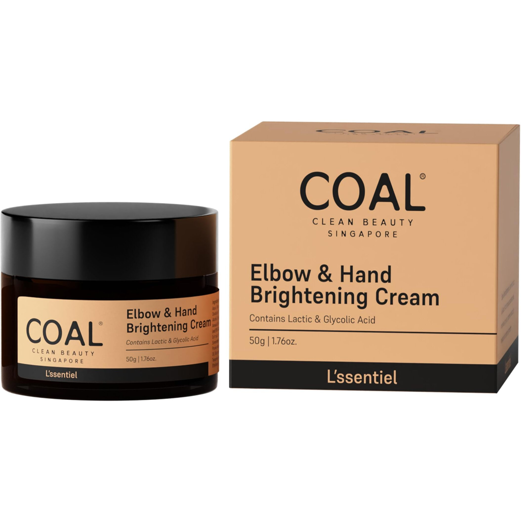 COAL Clean Beauty Elbow & Hand Brightening Cream with Lactic & Glycolic Acid | Hydrates & Nourishes Skin | Men & Women | All Skin Types | 50g