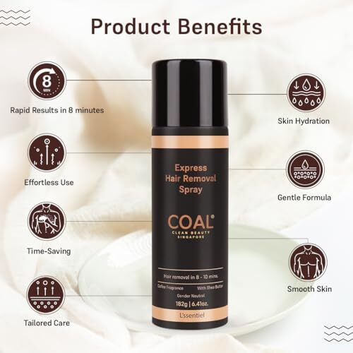 COAL Clean Beauty Express Hair Removal Spray with Coffee Fragrance | DIY Painless Solution To Unwanted Hair In 10 Minutes | Men & Women | All Hair Types | 200ml