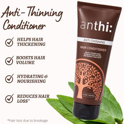 anthi Anti-Hair Thinning Conditioner, Hair Thickening and Volume Boosting, Sulphate and Paraben Free, Plant-origins conditioner, 100 ml