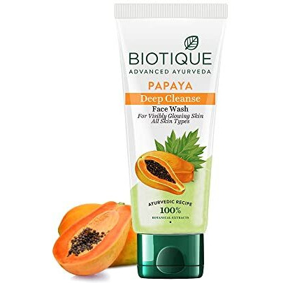 Biotique Papaya Deep Cleanse Face Wash | Gentle Exfoliation | Visibly Glowing Skin | 100% Botanical Extracts| Suitable for All Skin Types | 150ml