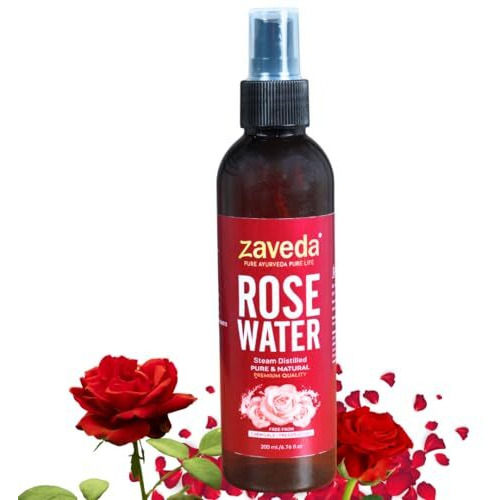 ZAVEDA Pure & Natural Rose Water Spray 200ml Mist |Skin Toner | Steam Distilled - Gulab Jal- Rosewater - Organic - Chemical Free - Gulabjal