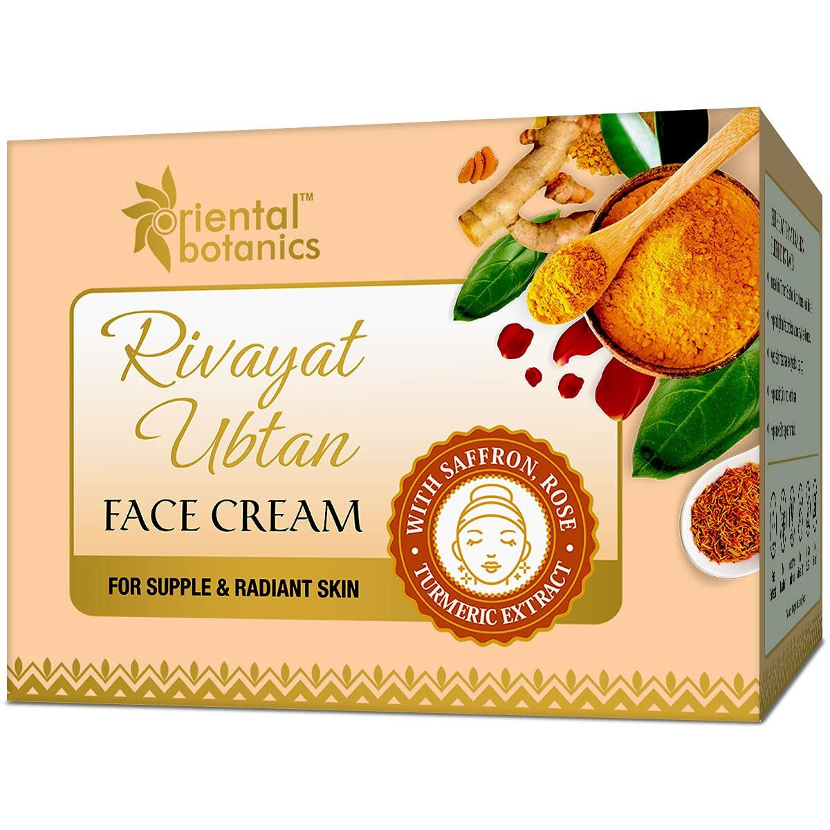 Oriental Botanics Rivayat Ubtan Face Cream, 50 g | Infused with Traditional Ubtan Ingredients for Naturally Glowing & Nourished Skin | No Parabens & Sulphates | Cruelty Free & Vegan