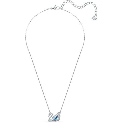 Swarovski Dancing Swan necklace, Blue, Rhodium plated